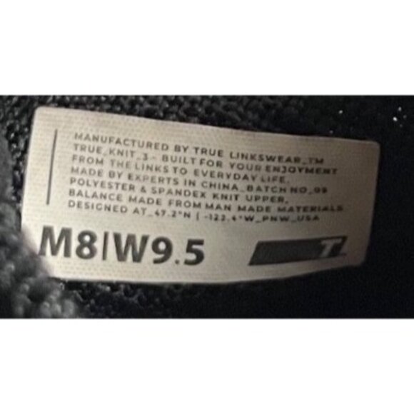 True Linkswear Trueknit 3 Golf Shoes Black/White Spikeless W-9.5, M-8 shoes - Picture 2 of 13